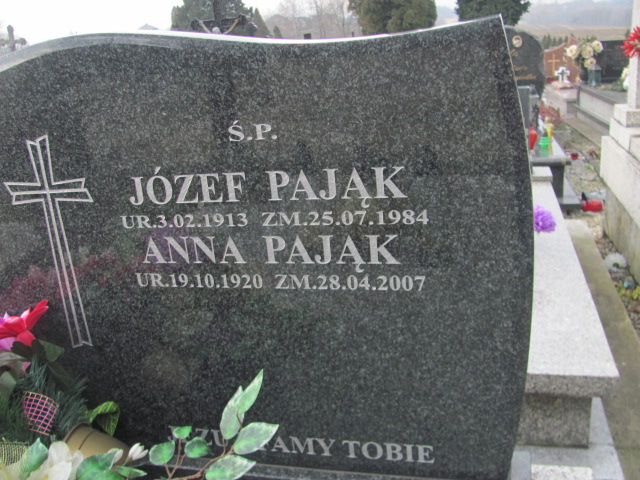 Józef Pająk 1913 Wieprz - Gierałtowice - Grobonet - Wyszukiwarka osób pochowanych